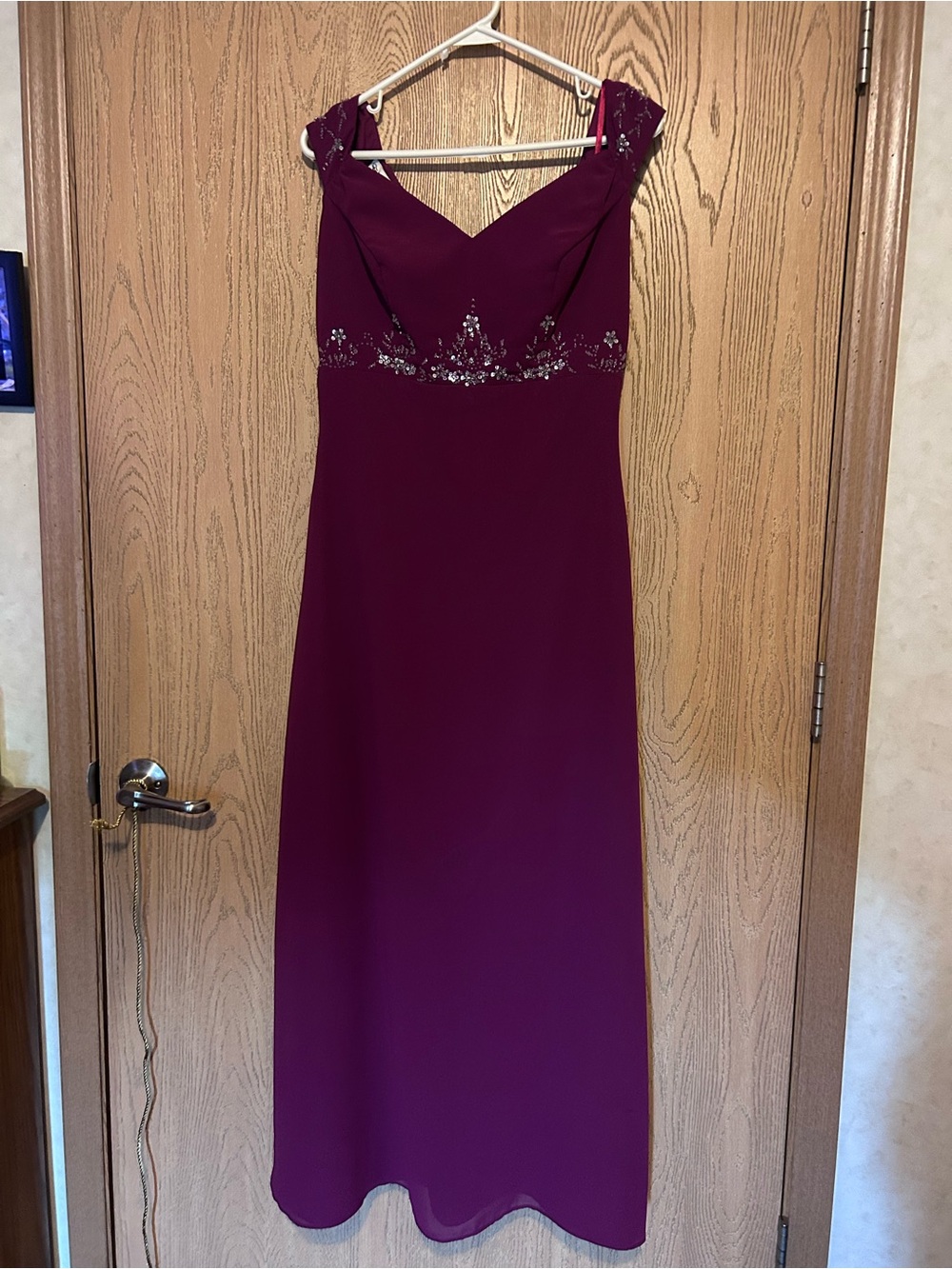 Vintage Elegant Plum Evening Gown with Embellished Waist with Matching Purse